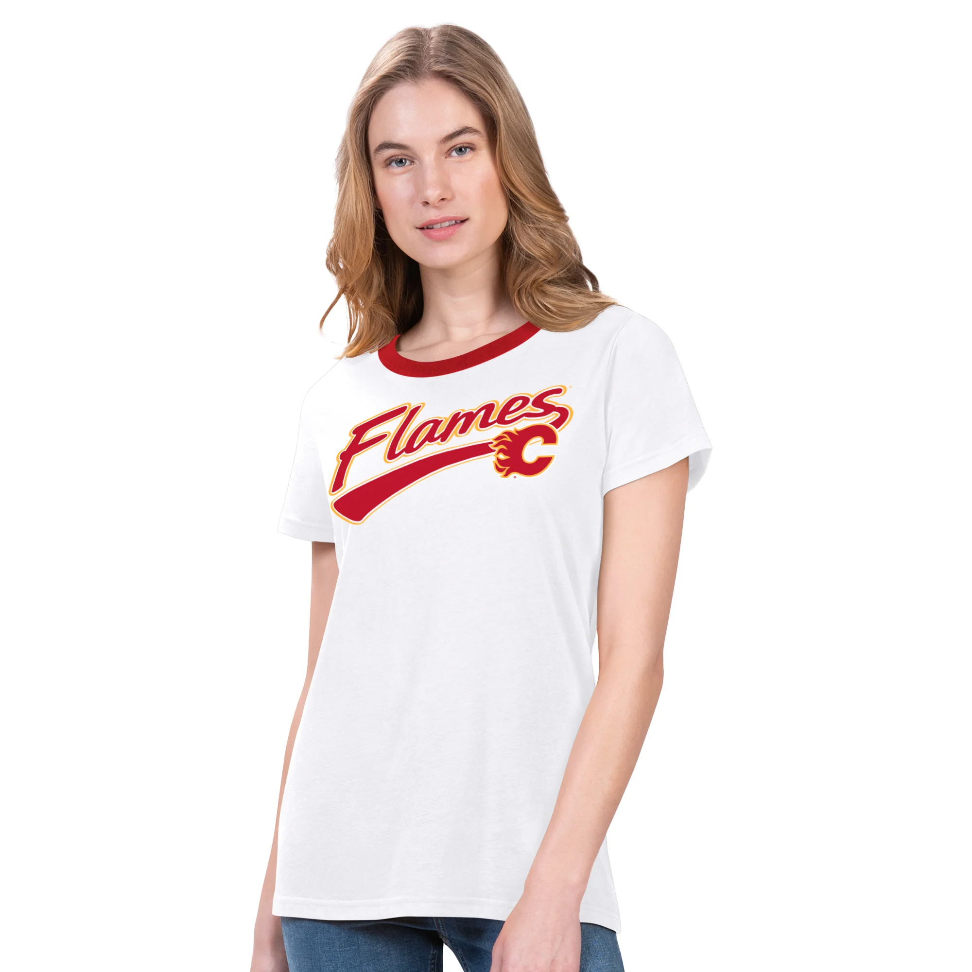 Flames Ladies Racer Crew White - Image 2